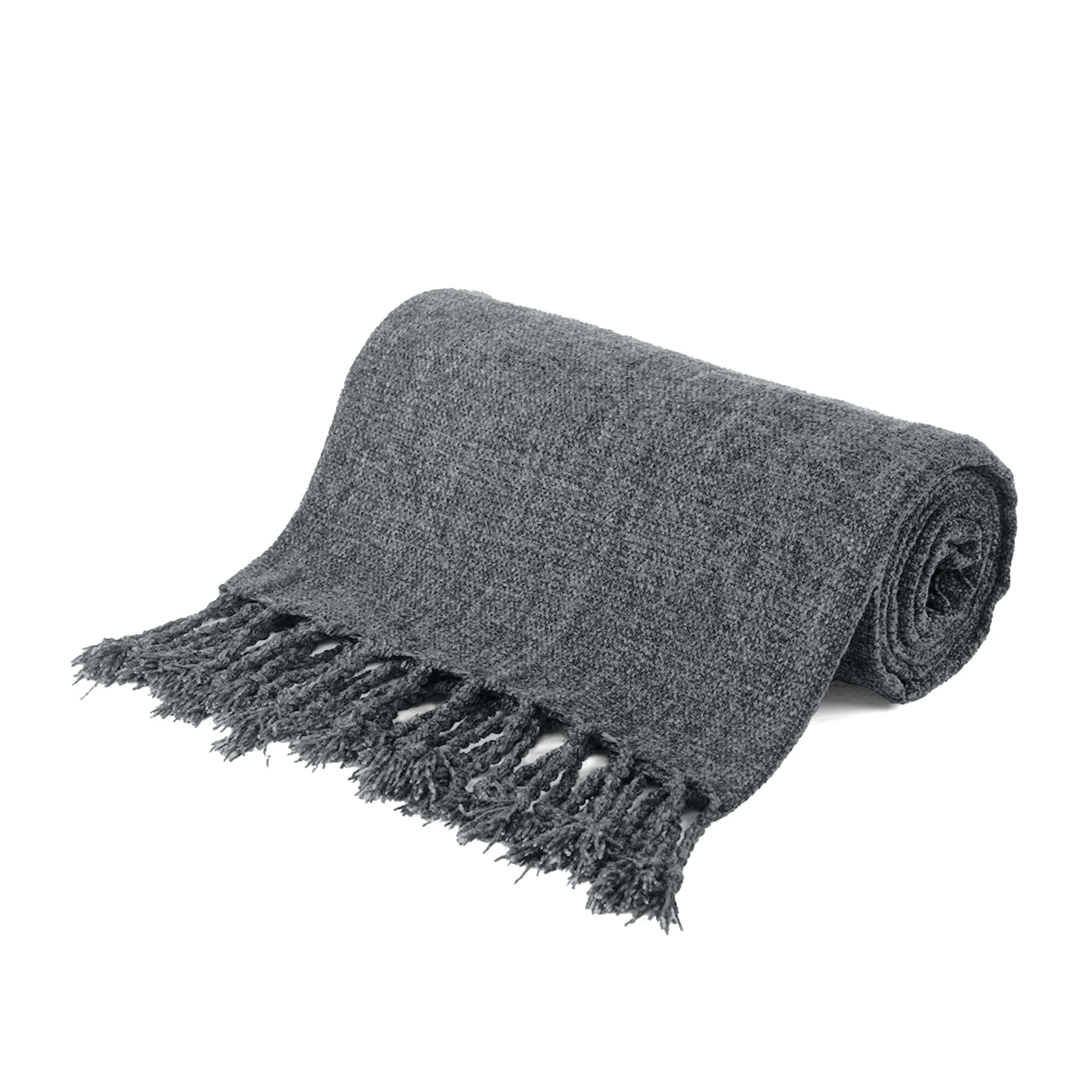 BATTILO HOME Beige Chenille Throw Blanket for Couch, Soft Cozy Textured Knit Throw Blanket with Handmade Fringe Tassels, Lightweight Decorative Farmhouse Blanket for Sofa Bed Chair, 50"x60"