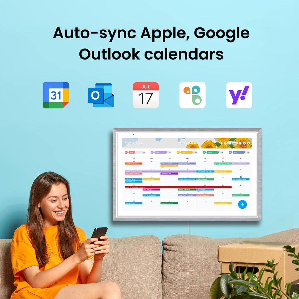 Apolosign 27-inch Digital Calendar & Smart Family Wall Planner, No Subscription, Calendar & Dashboard Dual-Mode System, Shared Touchscreen Display with Calendar Sync, Chore Charts & Family Scheduling Hub, Wall Mount Included (Black)