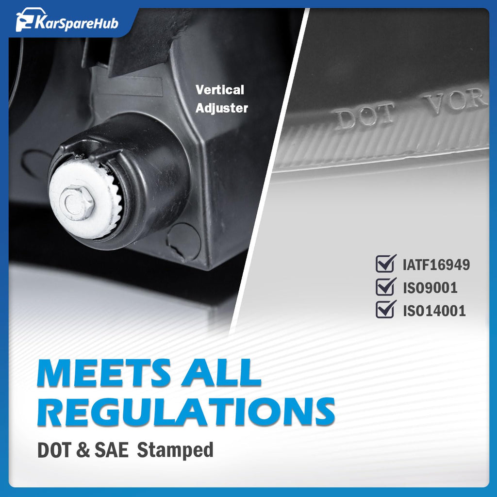 Headlights Assembly for 2003-2008 Toyota Corolla Headlamp Replacement Clear Lens Chrome Housing Amber Reflector Driver & Passenger Side