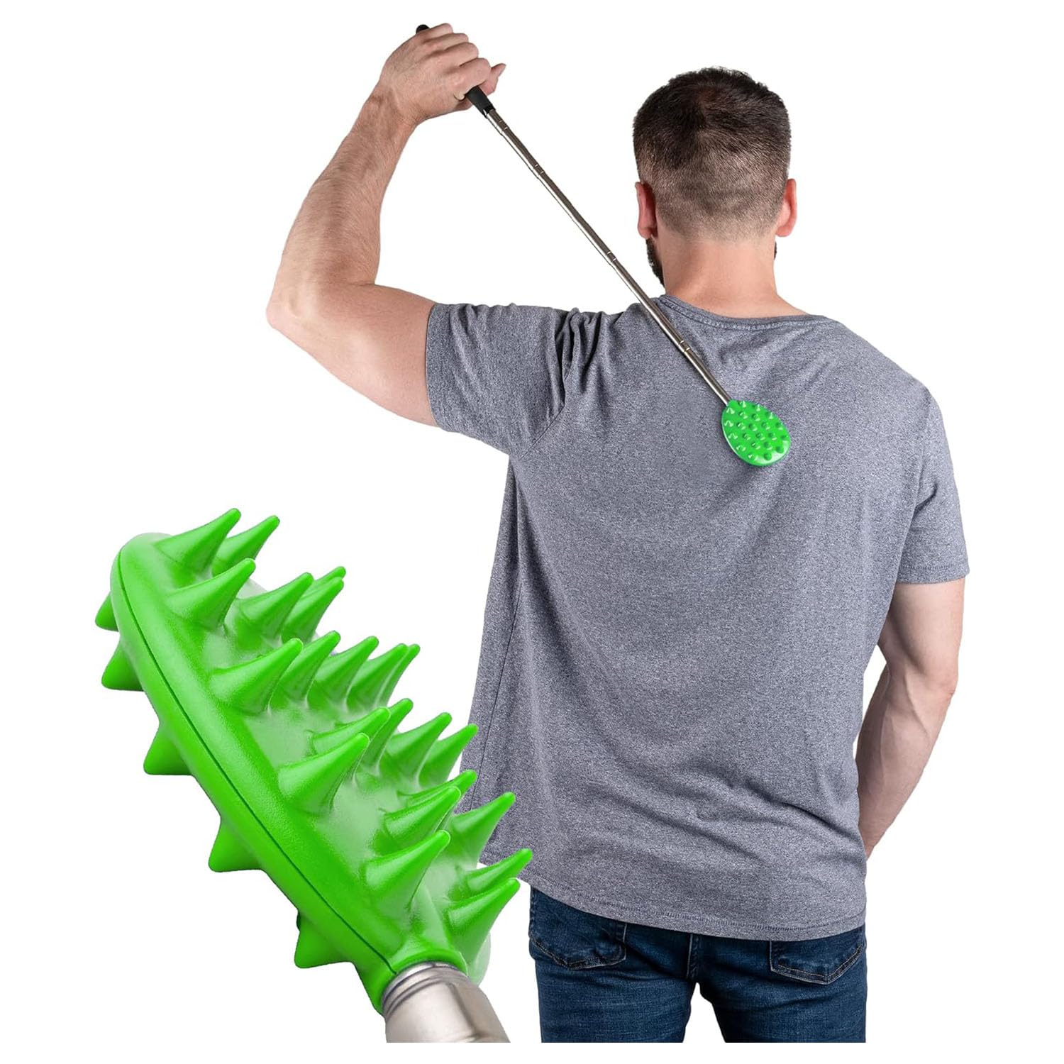 Cactus Scratcher Extendable Big Stick Back Scratcher - Extends 29" Long Double Sided Retractable Scratching Tool for Hand, Neck, Head, and Body - Universal Gift for Family, Pets, and Friends, Glow