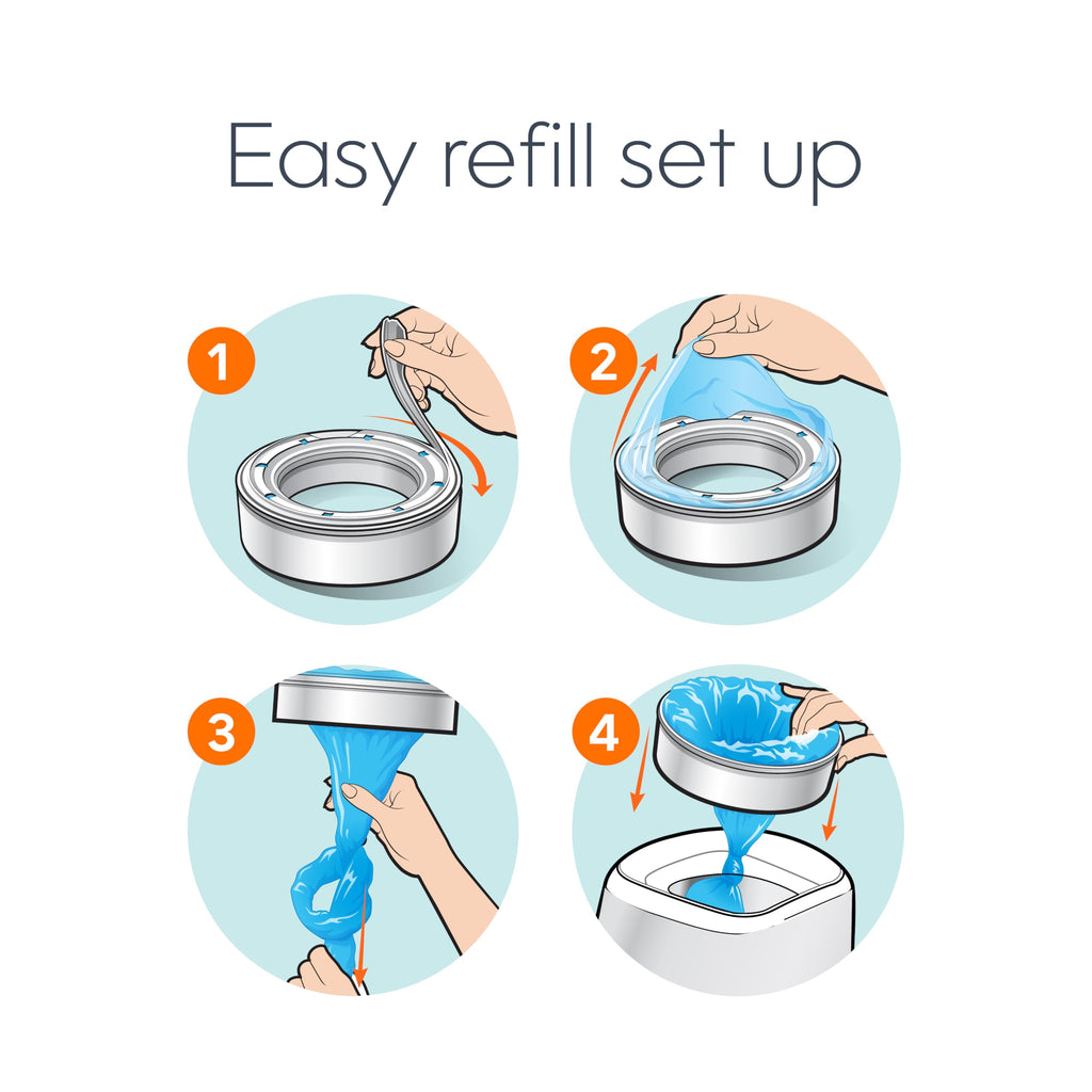 Diaper Genie Bags Refills 270 Count (Pack of 8) with Max Odor Lock | Holds Up to 2160 Newborn Diapers