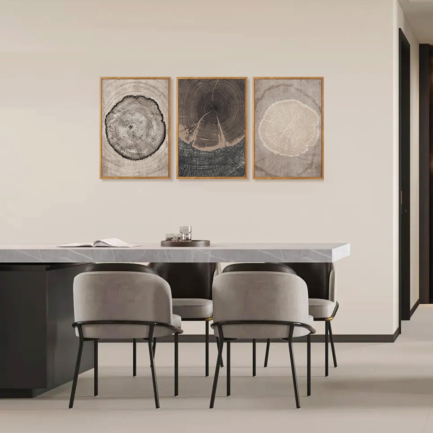 CHDITB Abstract Modern Framed Canvas Wall Art Set, Contemporary Artwork for Home Decor, Neutral Pastel Illustration Wall Painting, Nordic Minimal Zen Art Prints for Living Room Office-16 x24 x3