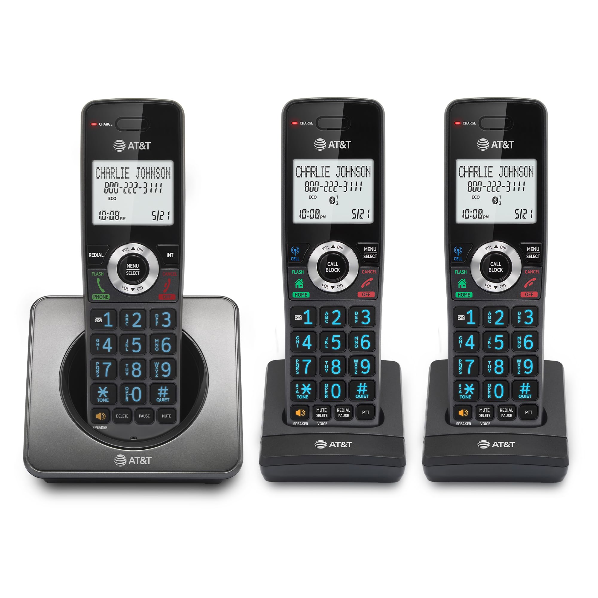 AT&T Landline Home Phone with Call Blocker, Caller ID/Call Waiting, Full-Duplex Handset Speakerphone, Backlit Keypad & Display, Rechargeable Battery, ECO Mode, DECT 6.0: GL2101-11