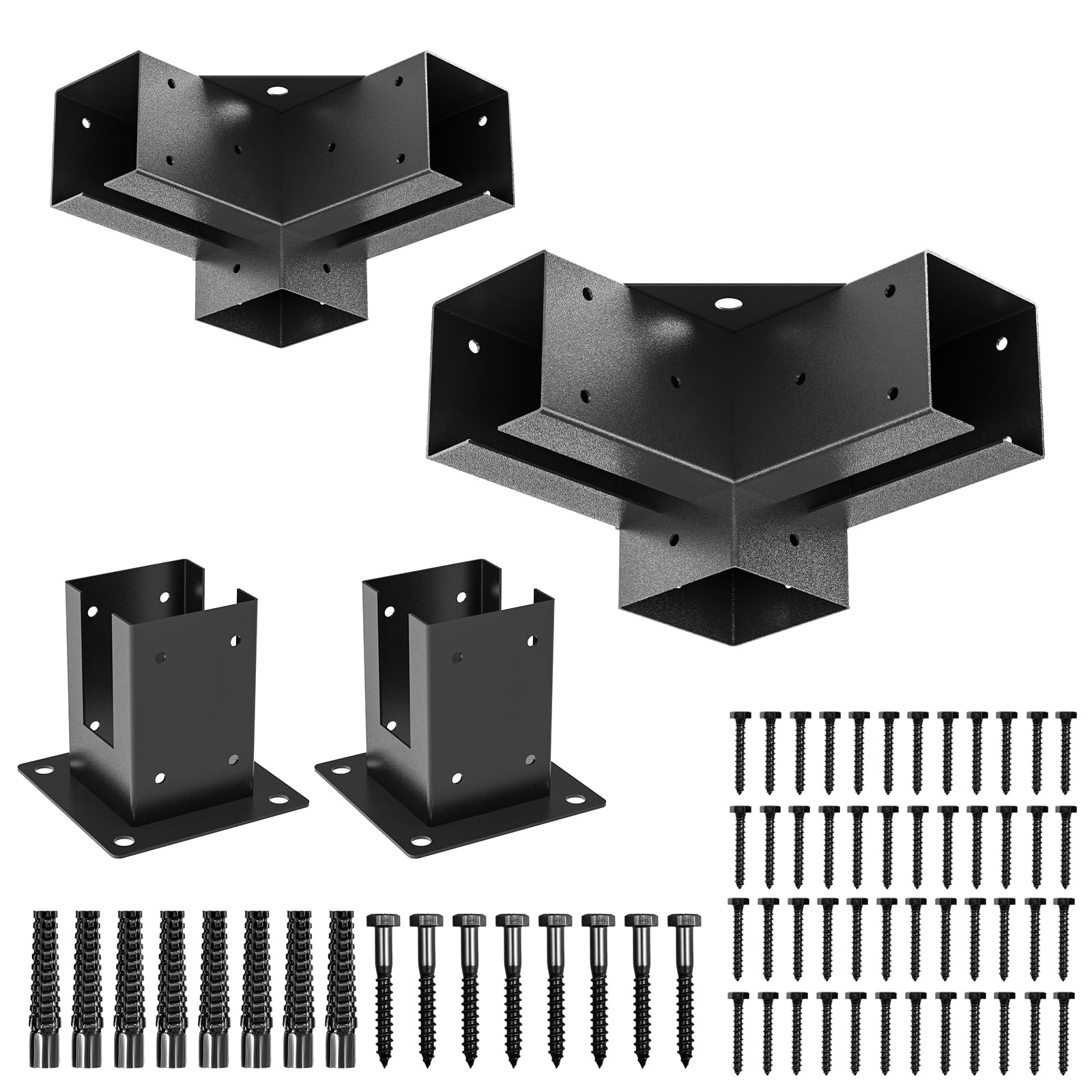 Woodwork Pergola Kit 2 Pcs- Post and Beam T Brackets - Modular Sizing Pergola Brackets Hardware fit for 4 x 4 Lumber, Heavy Duty