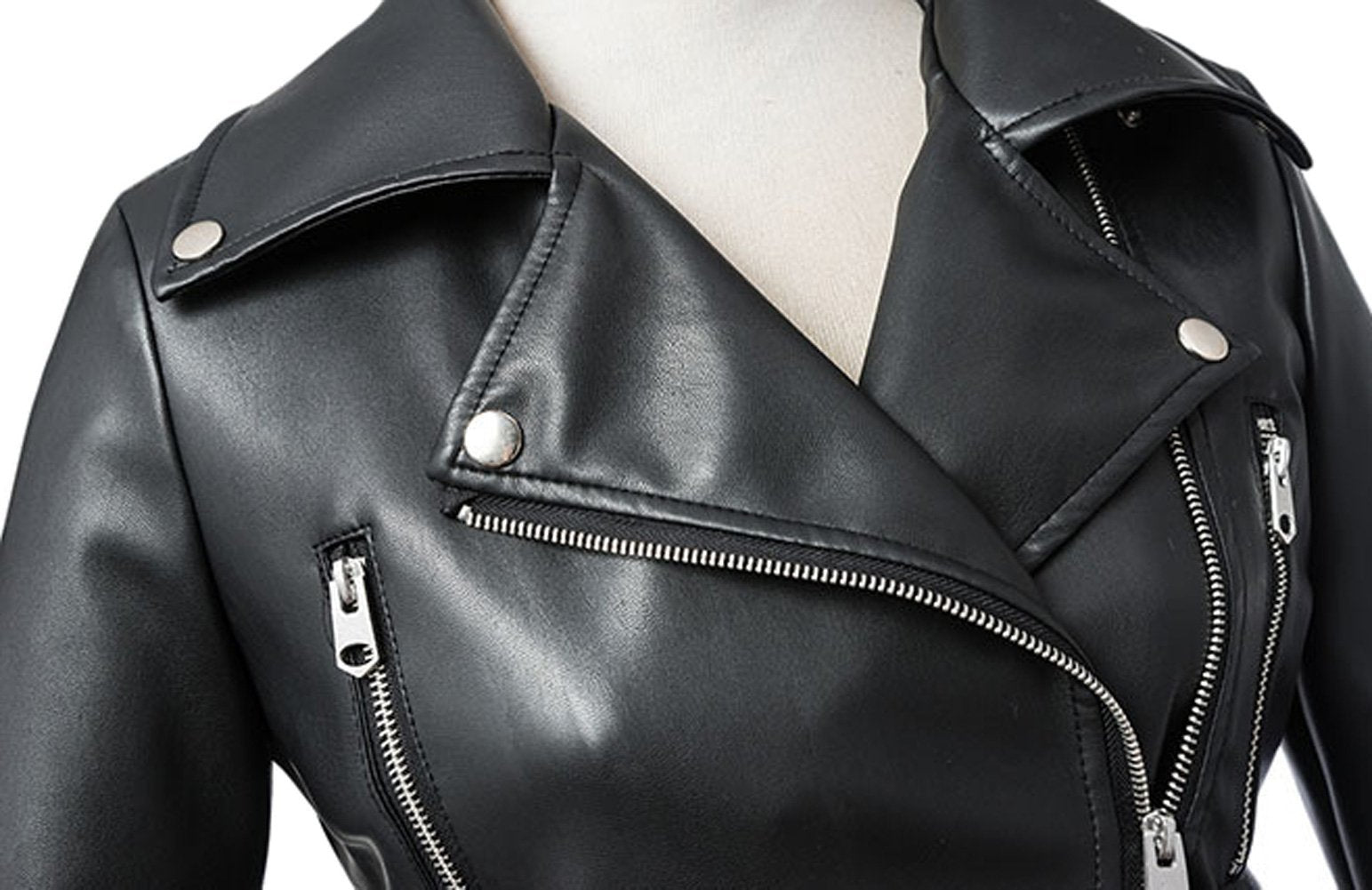 Tanming Women's Faux Leather Moto Biker Short Coat Jacket