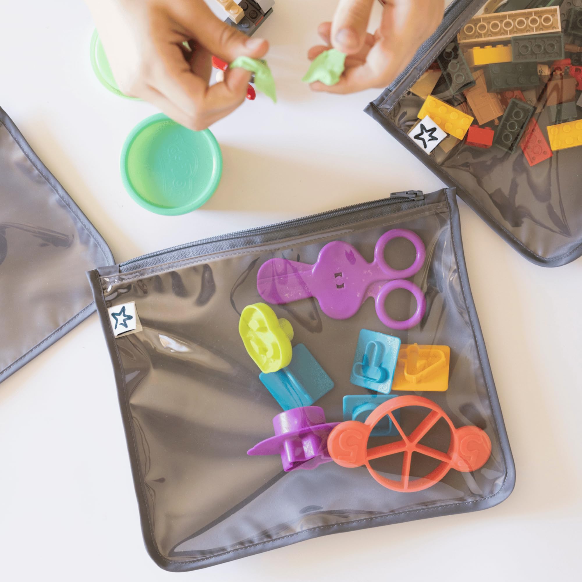 Tiny Twinkle Diaper Bag Organizing Pouches|3 Pack Mess-Proof Clear Front Travel Organizer Bags&TSA Approved Toiletry Bag Set for Baby and Mom Essentials