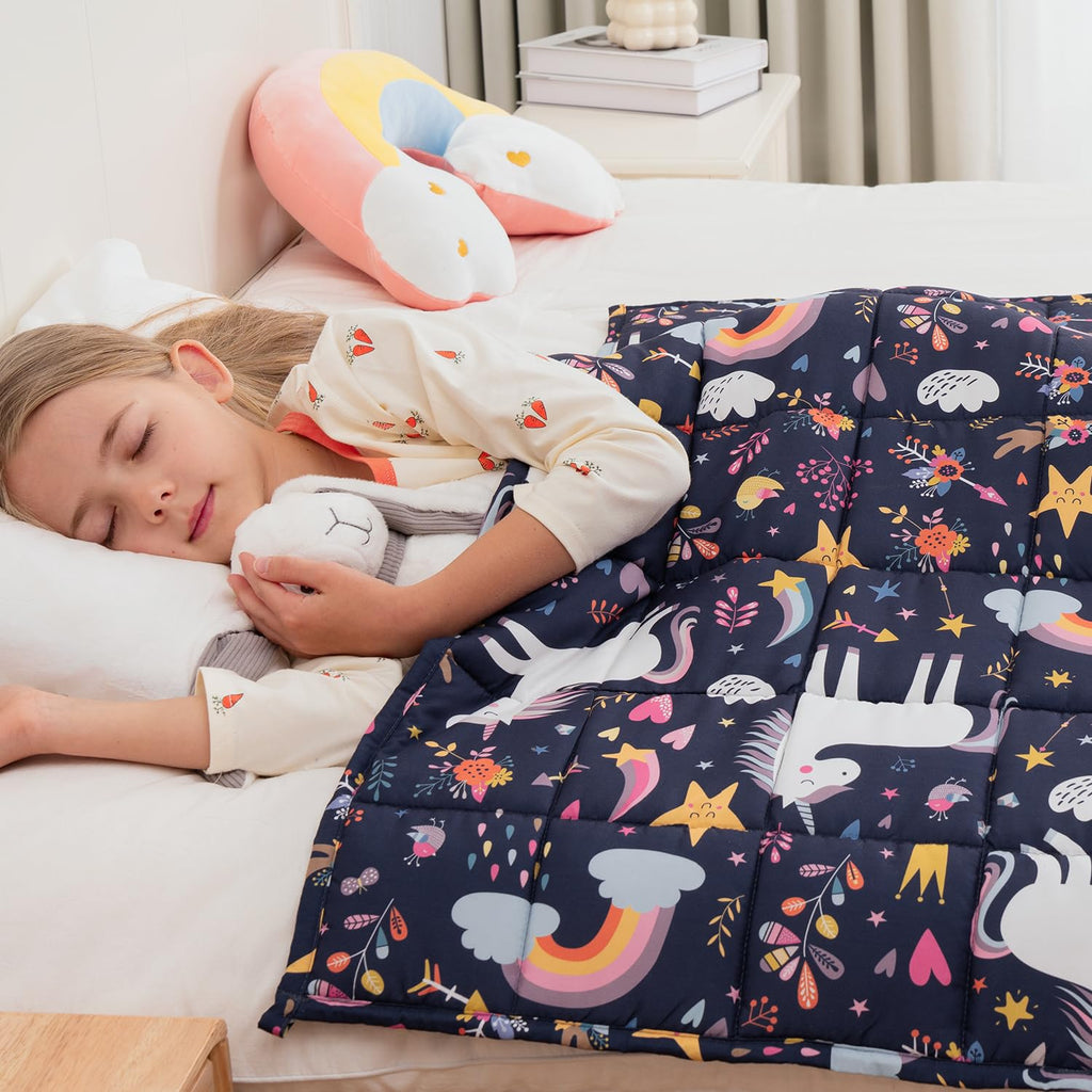Mr. Sandman Weighted Blanket 3 Pounds Washable, Best for 20-40lb Breathable Cotton Heavy Blanket with Nontoxic Glass Beads - 36" x 48" Cute Cat