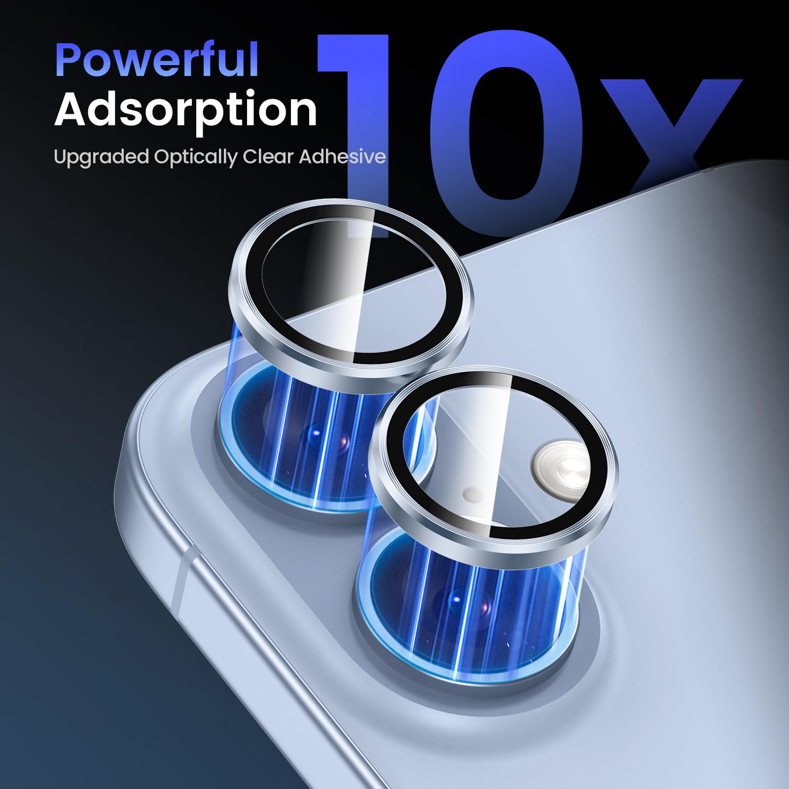 Tensea for iPhone 13 mini/iPhone 13 Camera Lens Protector, 9H Tempered Glass Camera Cover Screen Protector Metal Individual Ring for iPhone 13mini 5.4 inch /13 6.1 inch