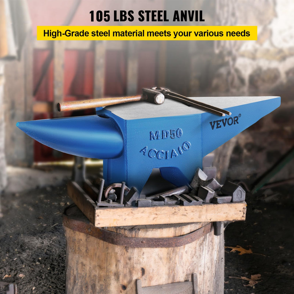 VEVOR Single Horn Anvil, 9 Lbs Cast Steel Anvil, High Hardness Rugged Round Horn Anvil Blacksmith, Compact Design and Stable Base, Forge Tools and Equipment, Metalsmith Tool for Bending and Shaping