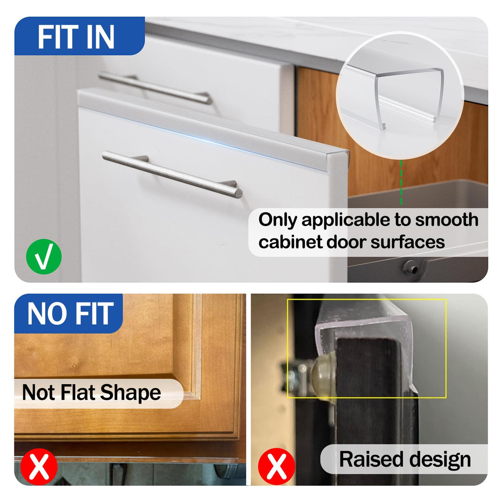 Cabinet Protector Edge Guard (Pack of 6), 17.7" Clear PVC Cabinet Edge Protectors for 3/4" Thick Kitchen Cabinets Doors – Slip-On No-Tool Sliding Installation