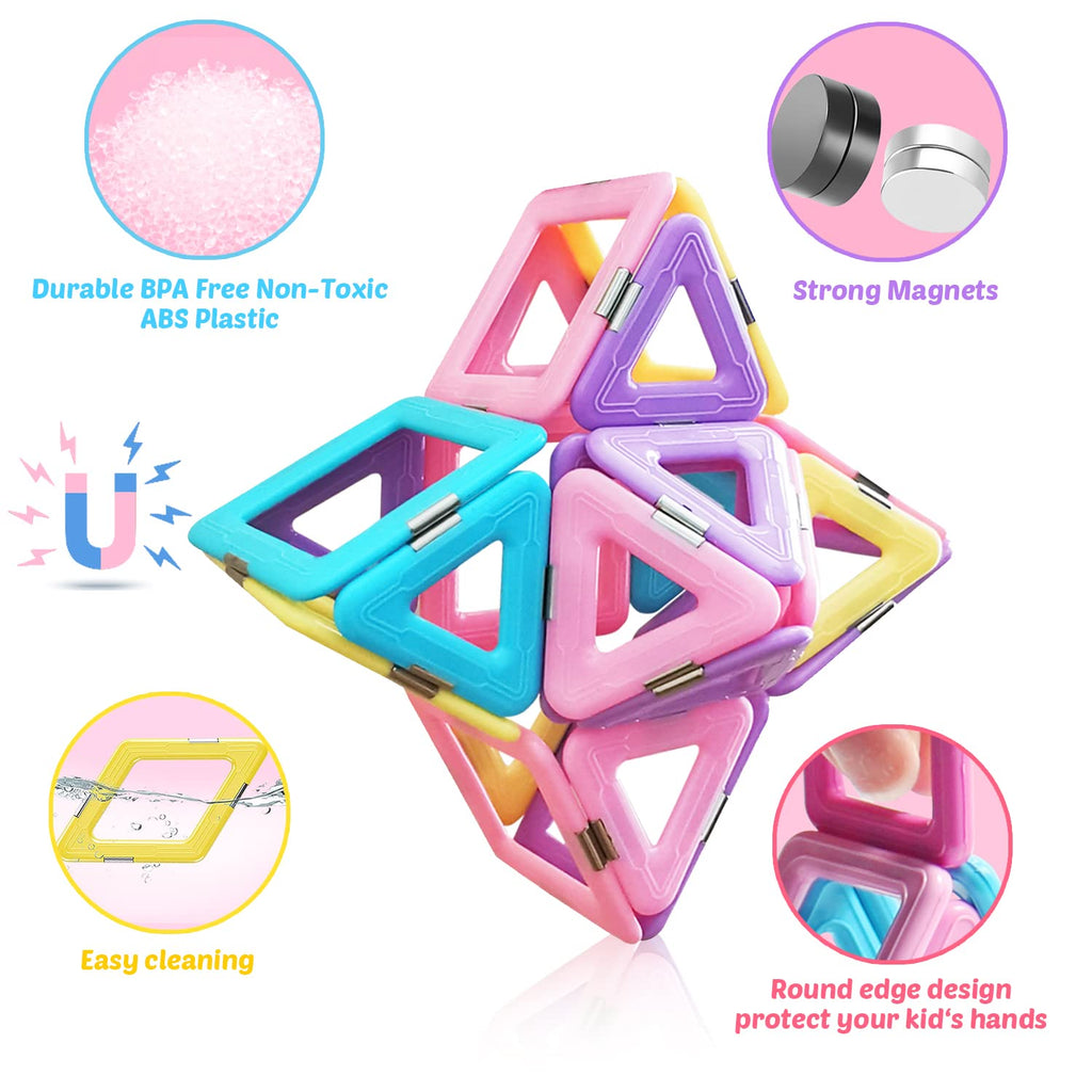 Tolnetr Magnetic Tiles Toys for 3 4 5 6 7 8+ Year Old Boys Girls Upgrade Macaron Castle Blocks Building Set for Toddlers STEM Creativity/Educational Toys for Kids Age 3-6 Christmas Birthday Gifts
