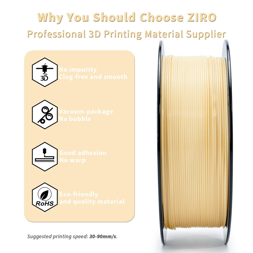 ZIRO 3D Printer Filament, PLA Filament 1.75mm, Black pla 1KG(2.2lbs), Dimensional Accuracy +/- 0.03mm, Fits Most FDM Printer AMS System,3D Printing Filament Spool Black (Plastic Reel)