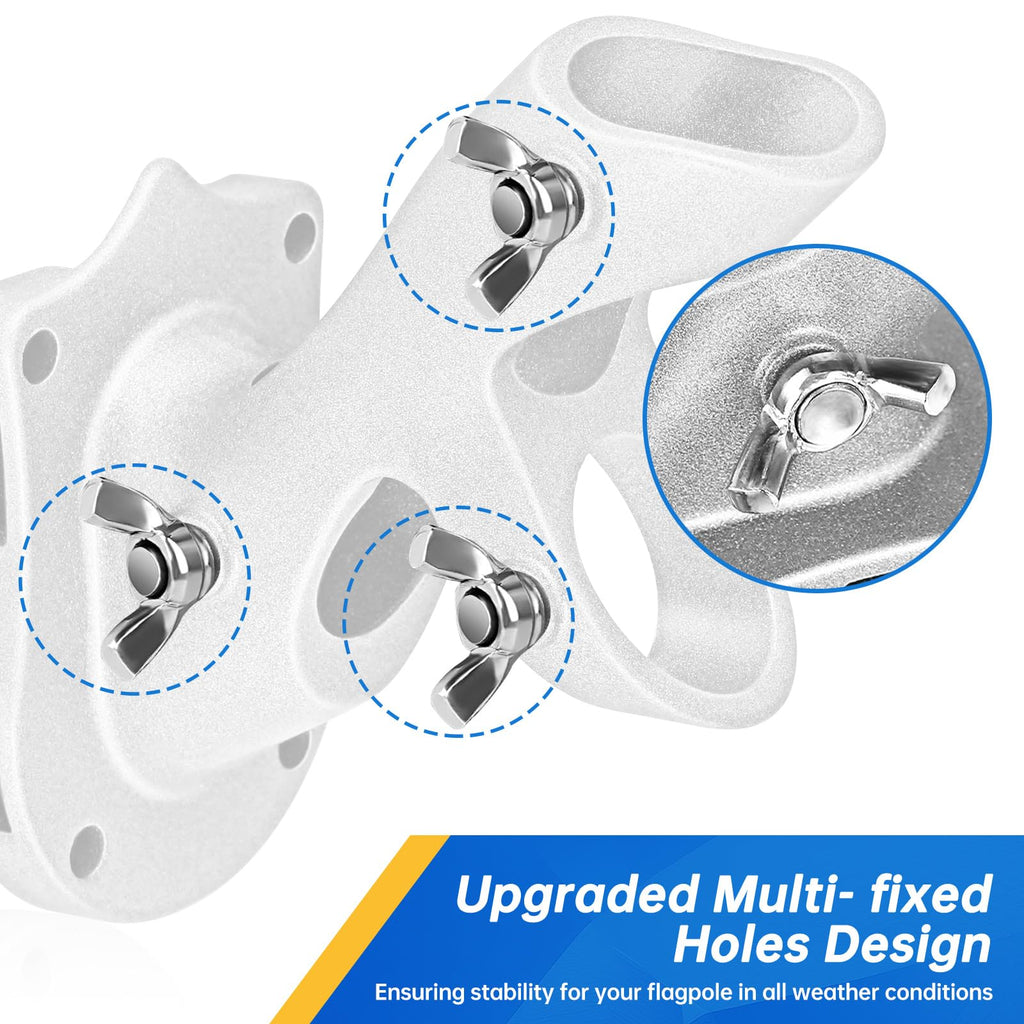 Flag Pole Holder, Anovo Flag Pole Brackets Mount Outside House Heavy-Duty Aluminum Metal Rust Proof Bracket 1" Inner Diameter 2 Positions with Hardwares for Outdoor Wall Mounting Porch(Black-1 Pack)