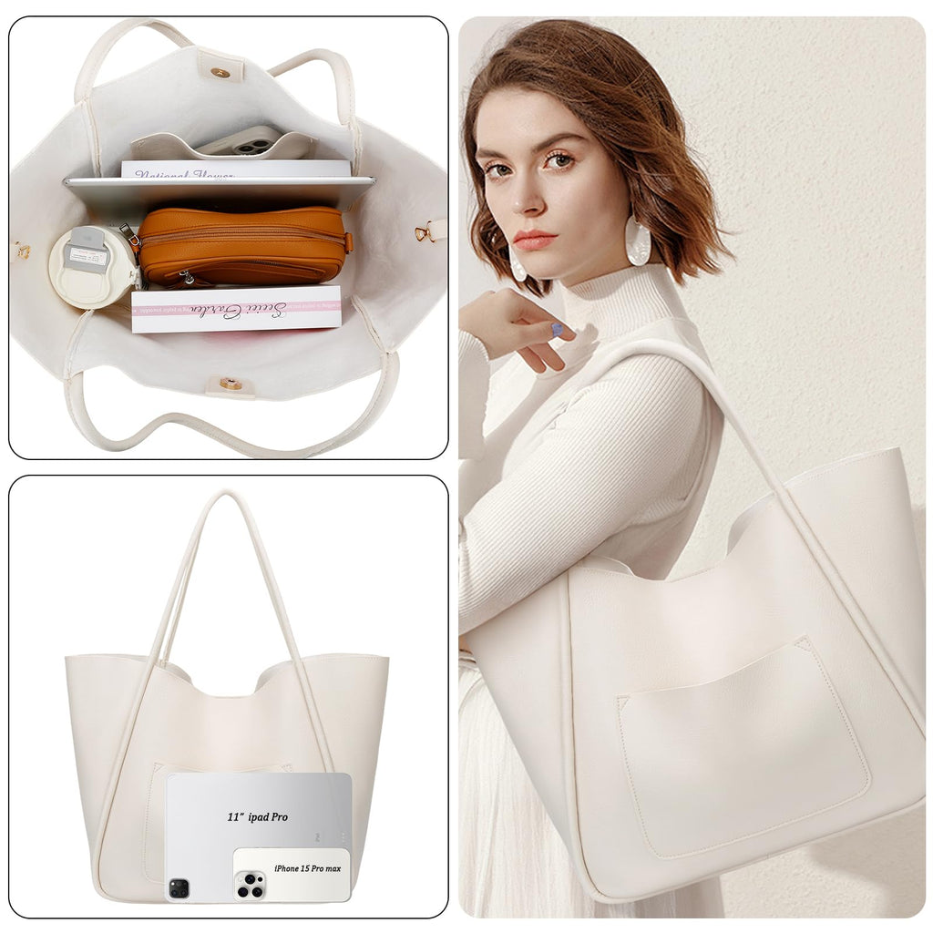 KKXIU Tote Bag for Women Vegan Leather Shoulder Purse Large Capacity Travel Bag