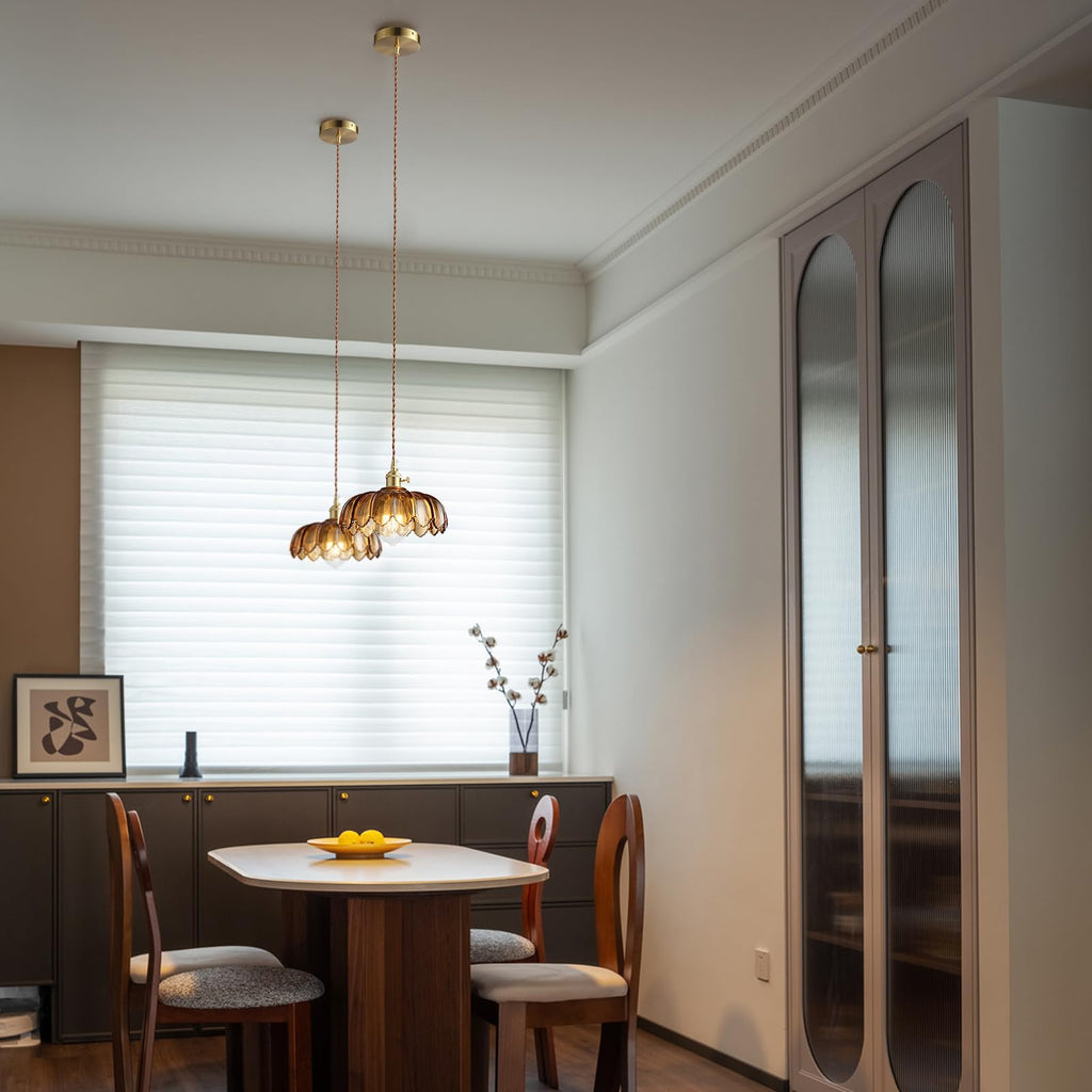 XZHGCEE Plug in Pendant Light: Amber Hanging Lamp Plug in Pendant Lamp, Glass Pendant Lighting for Kitchen Island, Bedroom, Dining Room, Living Room, No Bulb