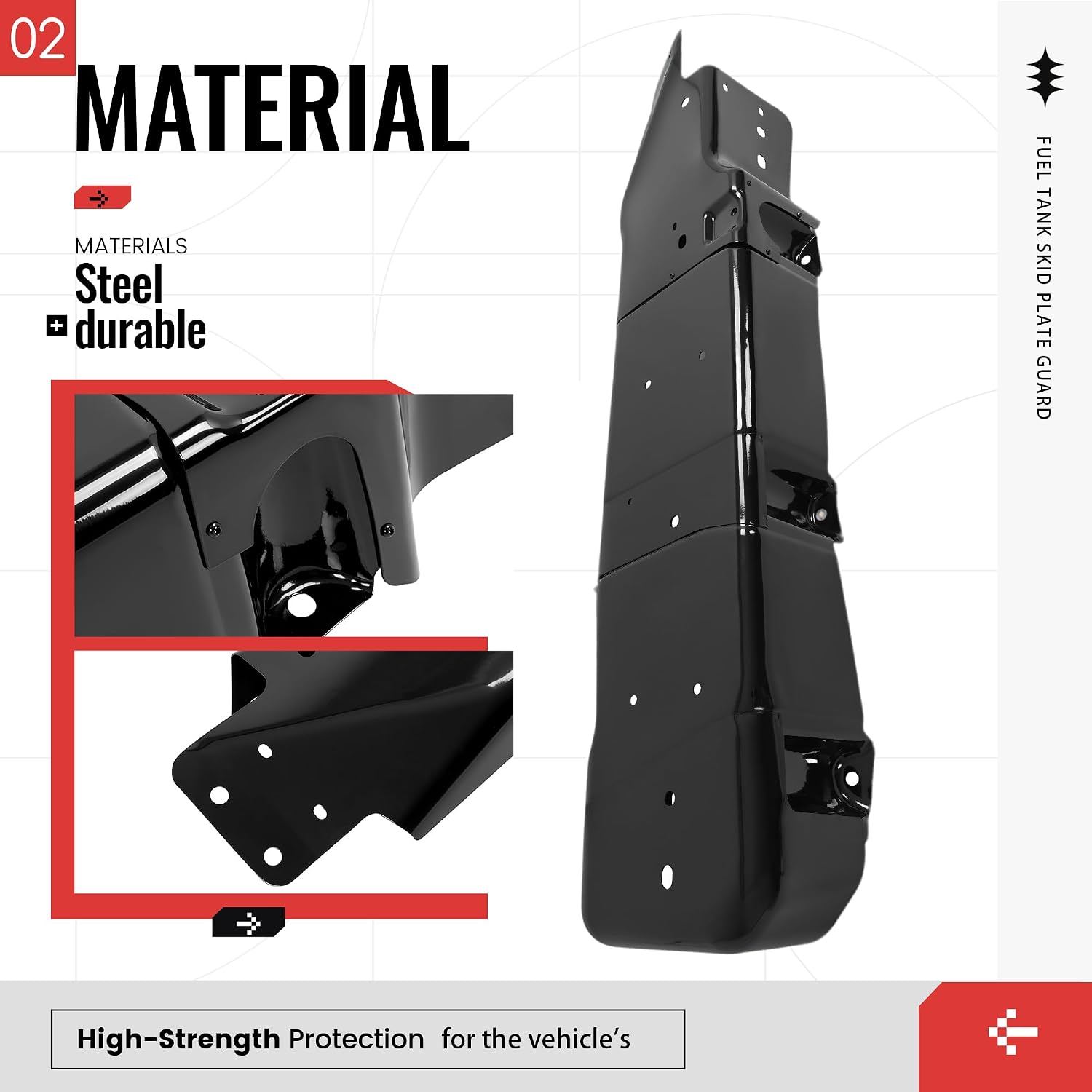 Fuel Tank Skid Plate Guard Compatible with 2007-2018 Jeep Wrangler 4 Door Powder Coated Heavy Duty Steel 52059747AD 52059747AE 52059747AF 52059747AG