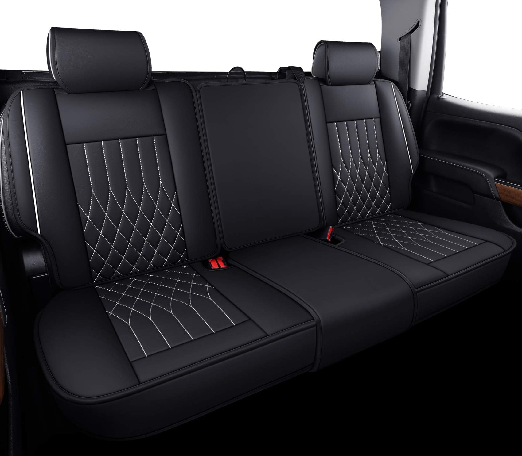 Aierxuan 2Pcs Front Chevy Silverado GMC Sierra Car Seat Covers, Custom Fit 2007-2026 1500 2500 HD 3500 HD Crew, Double, Extended Cab or Pickup Truck, with Waterproof Faux Leather (Black)