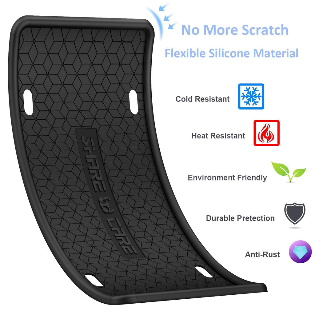 QiqaMole 2 Pack License Plate Frame Include 1 Silicone License Plate Frame and 1 Crystal License Plate Cover with Rhinestone Crystal Diamond Screw Set Car Bling License Plate Frame (Black + AB Color)