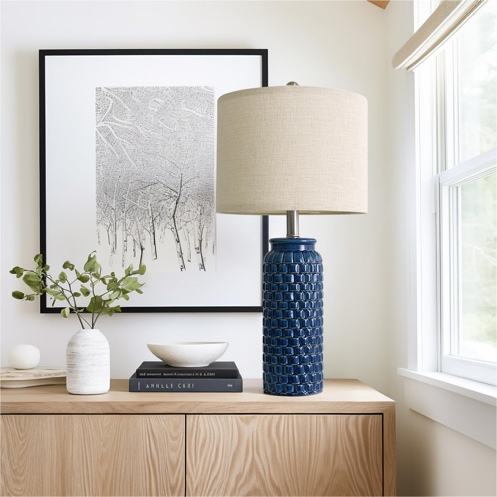 USumkky 20.5" Gold Modern Ceramic Bedside Lamp Set of 2 for Bedroom Decor Farmhouse Table Lamp for Living Room Office Dorm