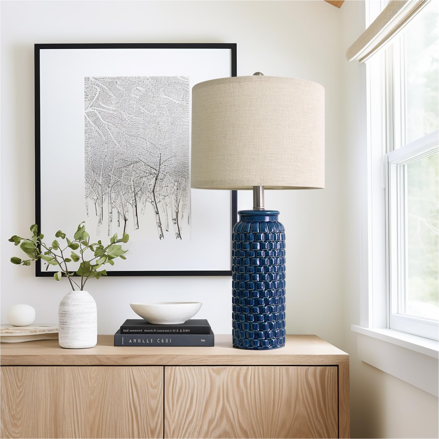 USumkky 20.5" Gold Modern Ceramic Bedside Lamp Set of 2 for Bedroom Decor Farmhouse Table Lamp for Living Room Office Dorm
