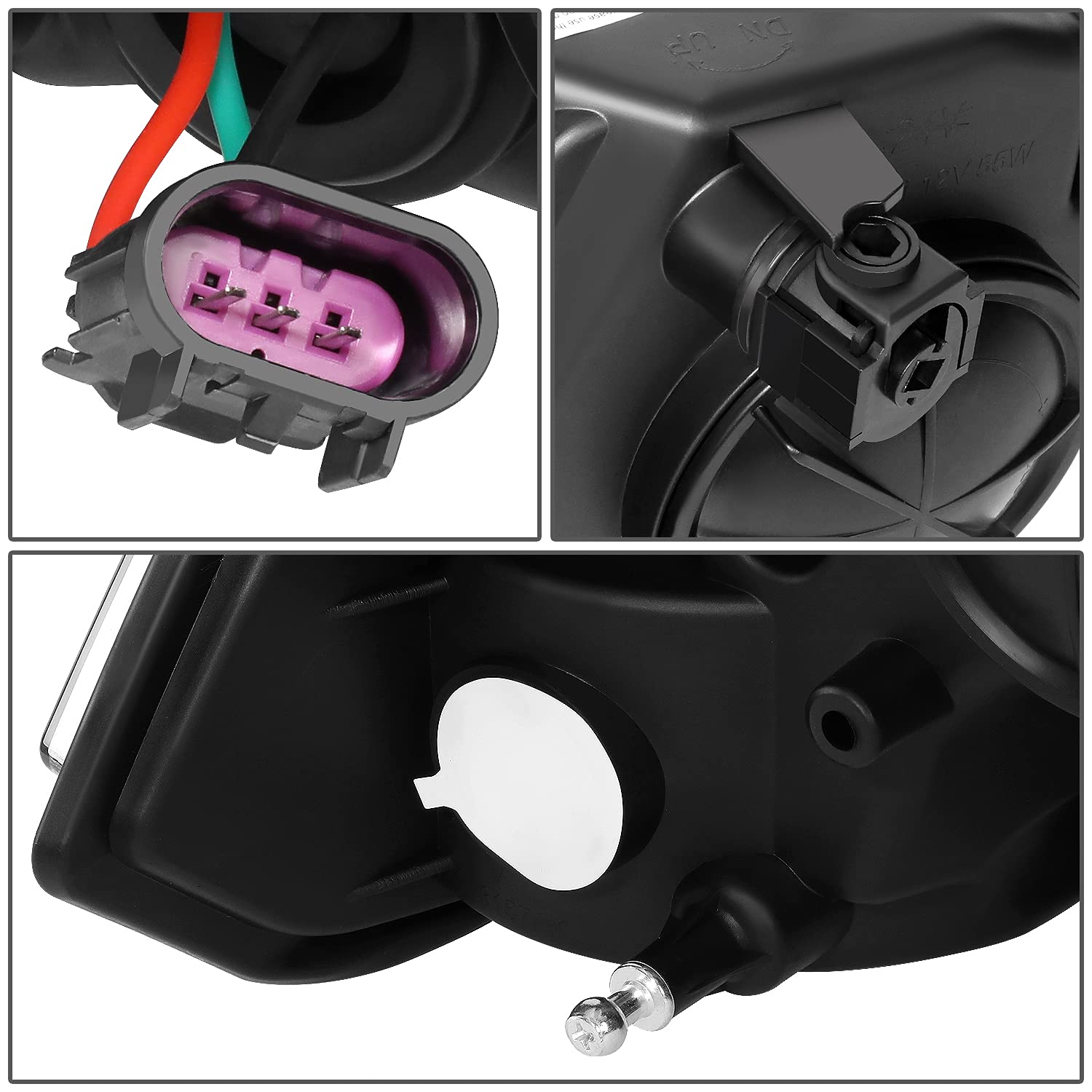 DNA Motoring HL-OH-DR09QUA-BK-CL1 Black Housing Headlights Replacement Compatible with 10-18 Ram 1500-5500, Fit Dual or Quad Headlight Models