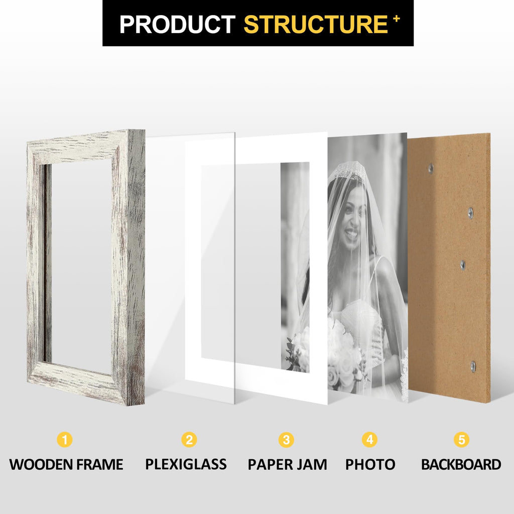 TOFOREVO Picture Frames 4x4 Set of 2 Black Wood Grain Photo Frame for Gallery Wall Mounting or Tabletop Display