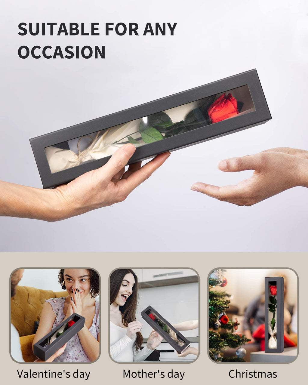 Flowers for Delivery Prime, Preserved Roses Flower Gifts for Women, Real Roses Single Rose Presents for Her, Mom Birthday Gifts from Daughter, Valentines Flowers Red Roses