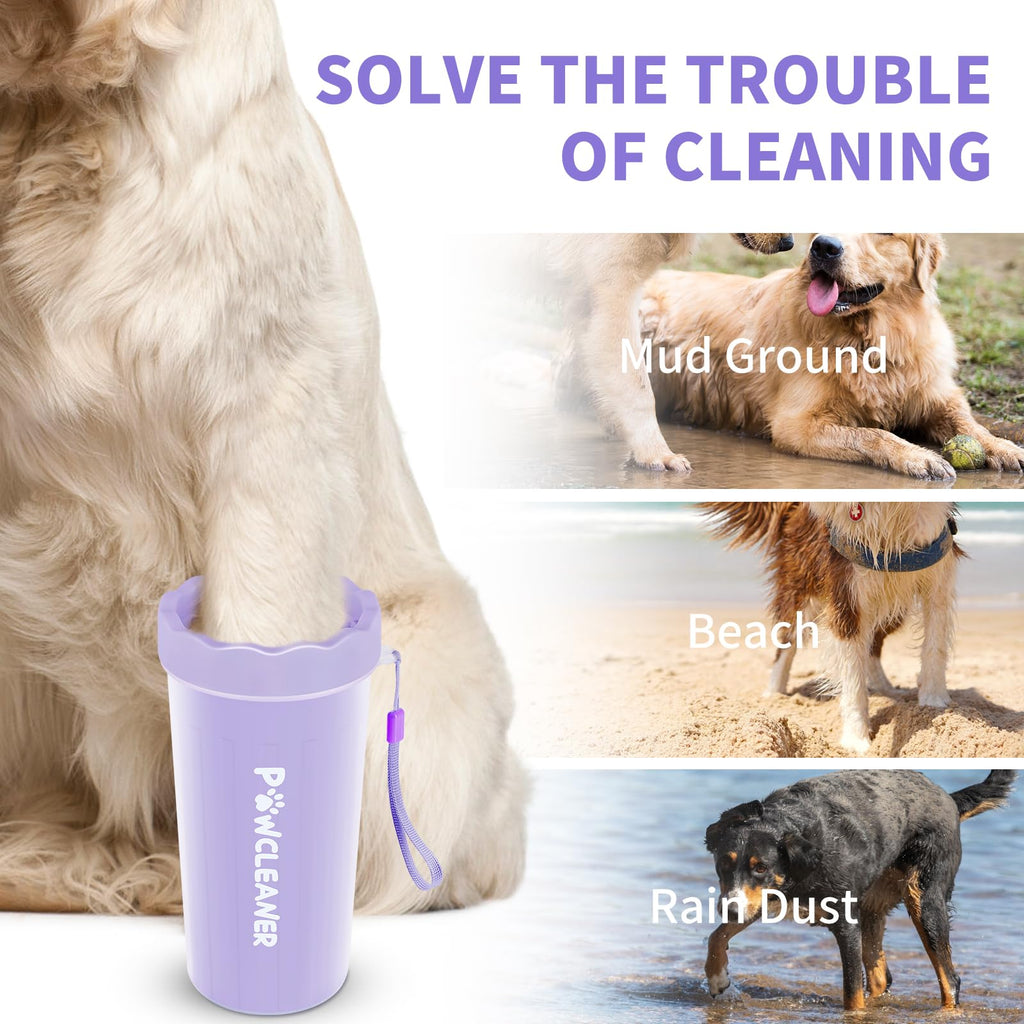 Professional 7 in 1 Dog Paw Cleaner for Dogs & Cats - Includes 1 Portable Paw Washer, 1 Bath Brush, 2 Dog Toothbrushes and 3 Absorbent Towels Note: Fits Paws up to 2 Inches Wide (Small, Black)