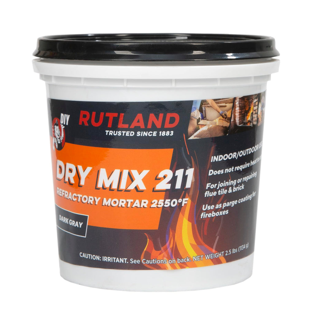 Rutland Dry Mix 211 Refractory Mortar 2.5 Pound - USA-Made High Temperature Mortar for Masonry - 2550°F Fire Cement Patch for Fireplace Brick, Fire Pit, Kiln, Forge & Pizza Oven Repair
