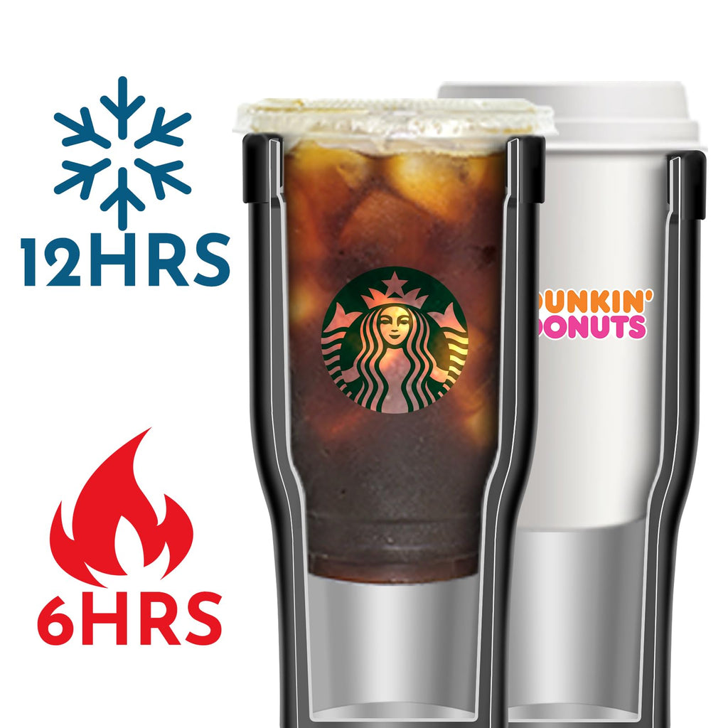 Universal Iced Coffee Sleeve - Upgraded Double Wall Reusable Stainless Steel Holder Sleeves Insulator for Cold Drinks Fits Starbucks Dunkin Donuts McDonalds Small Medium Large Cup (Aurora)