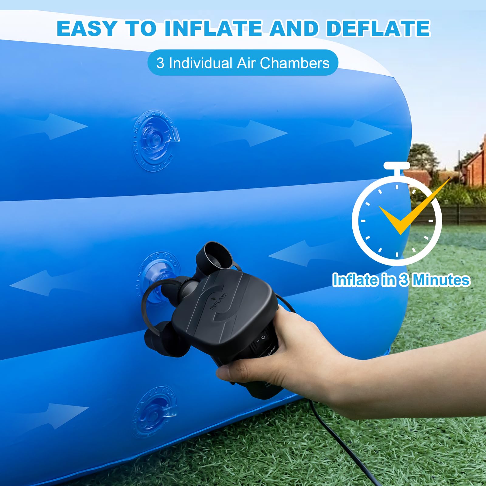Large Inflatable Pool for Adults & Kids, 120" x 70" x 22" Blow Up Pool, Thickened Full-Sized Family Kiddie Pool for Outdoor Water Play & Summer Fun