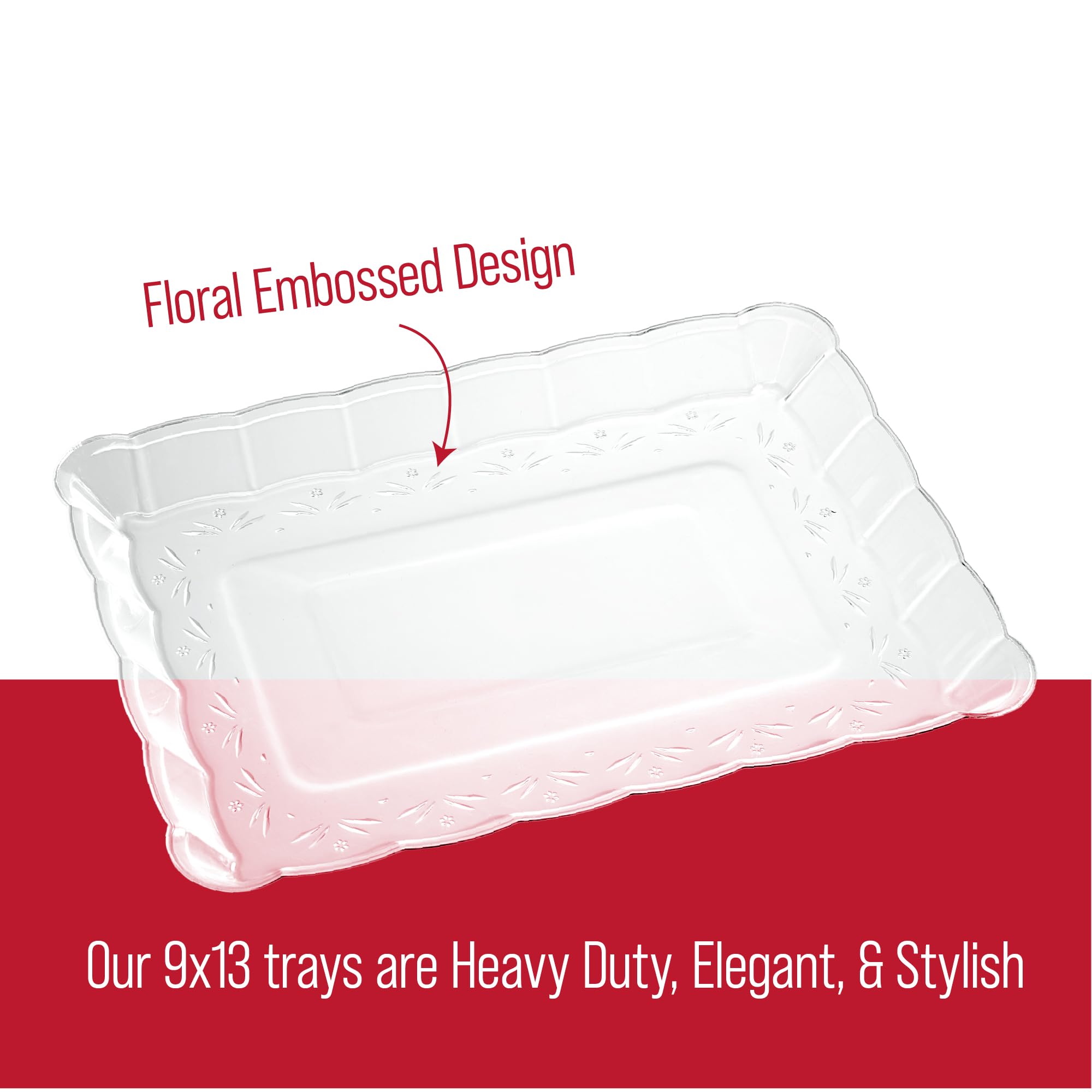 Plasticpro Plastic Serving Trays - Serving Platters Rectangle 9X13 Disposable Party Dish 4 Black Trays