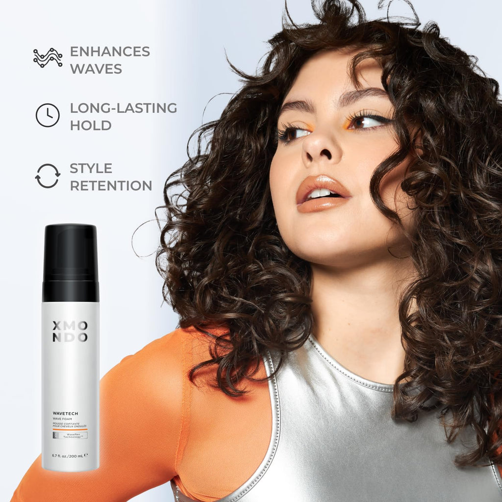 XMONDO Hair Wavetech Extra Hold Wave Foam - Vegan Formula with Pro-Vitamin B5 and Anti-Frizz Nutrients to Fight Static, Control Frizz, and Enhance Your Wavy Hair, 6.7 Fl Oz, 1-Pack