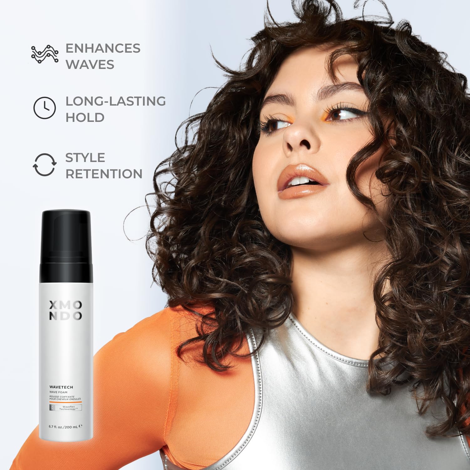 XMONDO Hair Wavetech Extra Hold Wave Foam - Vegan Formula with Pro-Vitamin B5 and Anti-Frizz Nutrients to Fight Static, Control Frizz, and Enhance Your Wavy Hair, 6.7 Fl Oz, 1-Pack