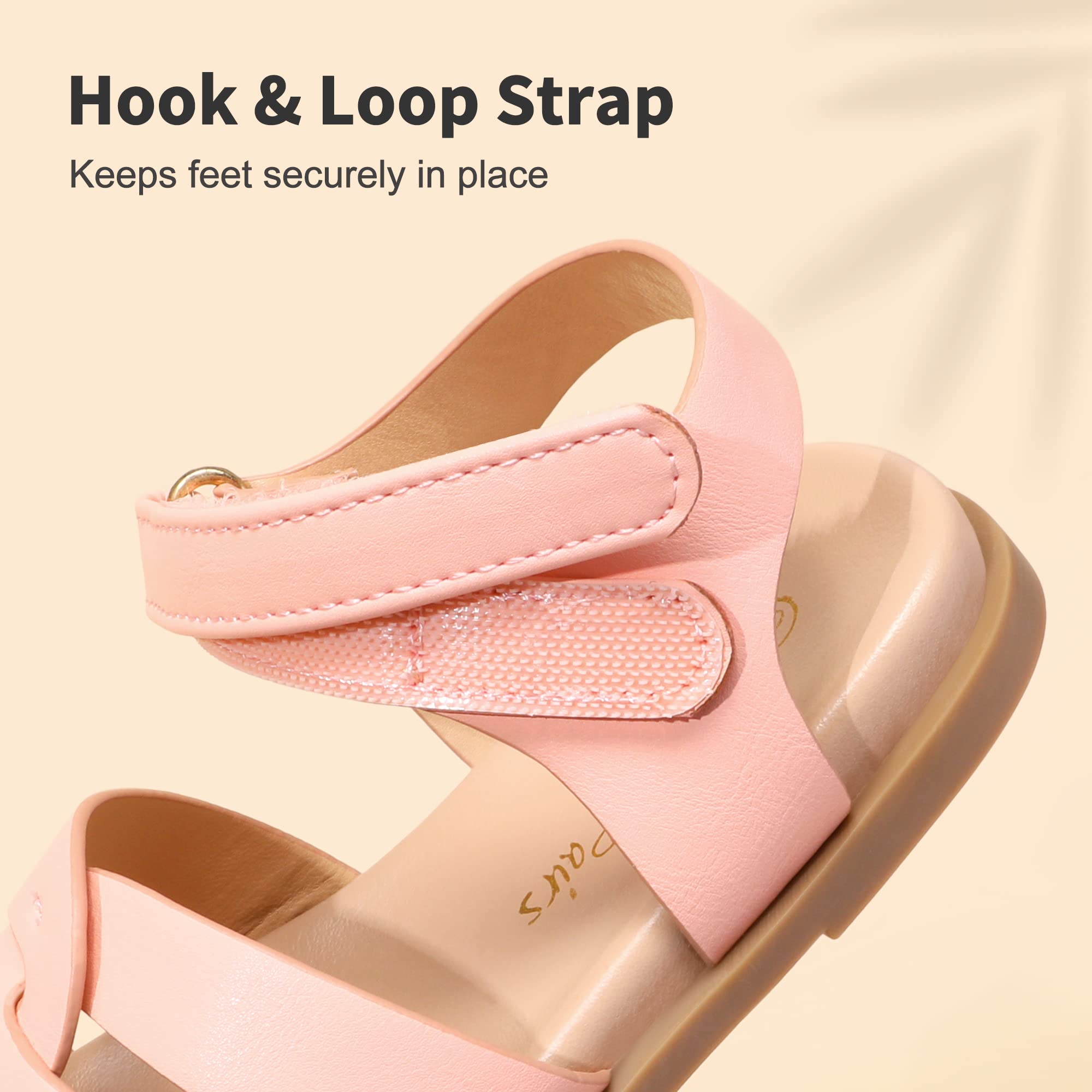 DREAM PAIRS Girls Sandals Open Toe Princess Flat Sandals Strappy Summer Shoes Toddler/Little Kid