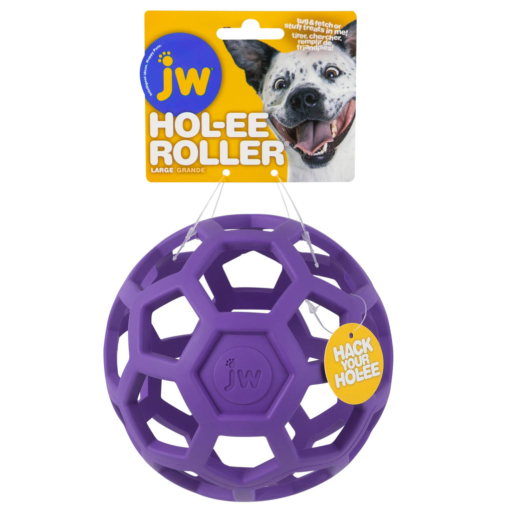 JW Pet HOL-ee Roller™, Dog Toy Puzzle Ball, Natural Rubber, Small (3 Inch Diameter), Blue