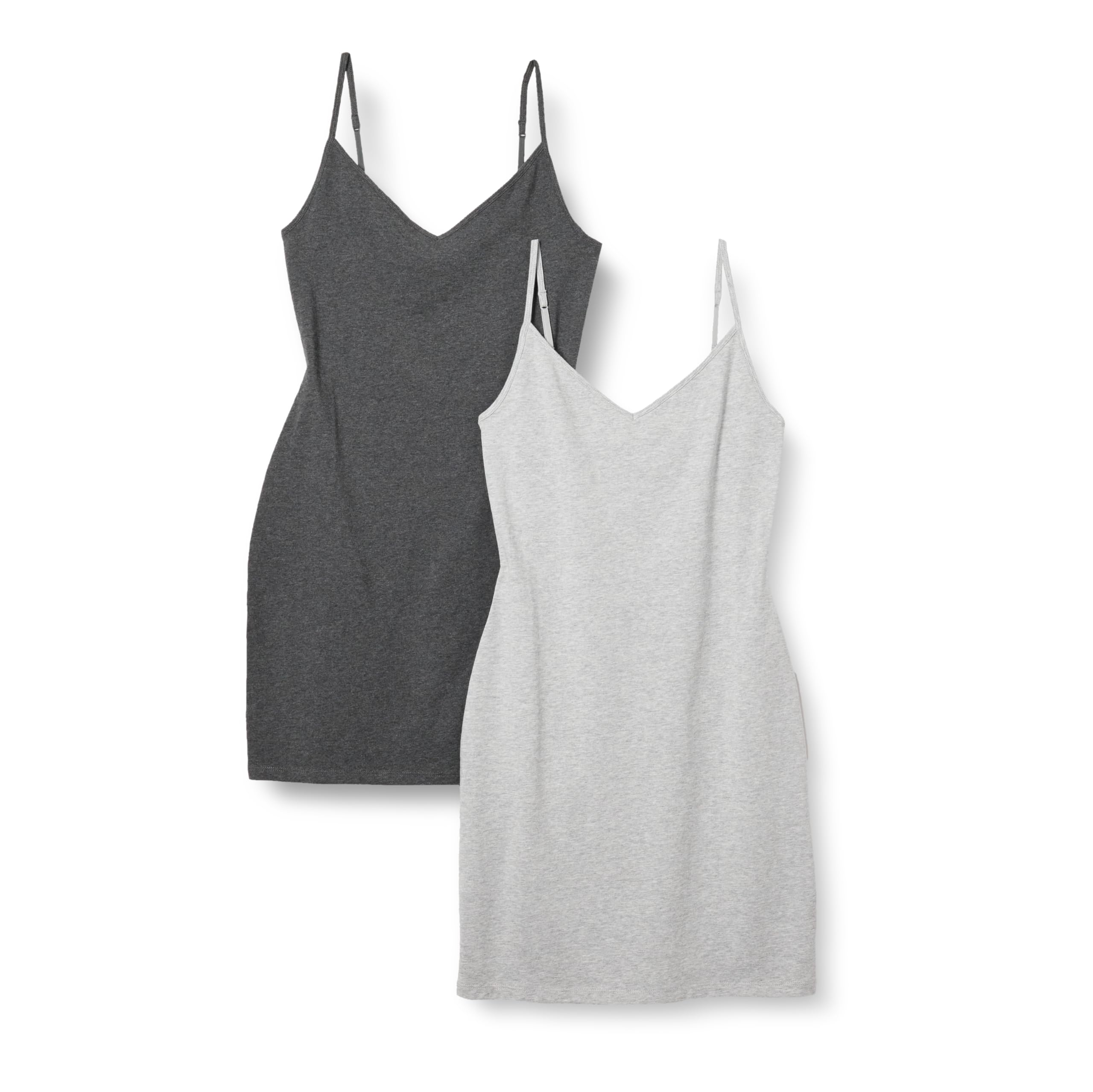 Amazon Essentials Women's Slim Fit Cotton Layering Slip Dress, Pack of 2