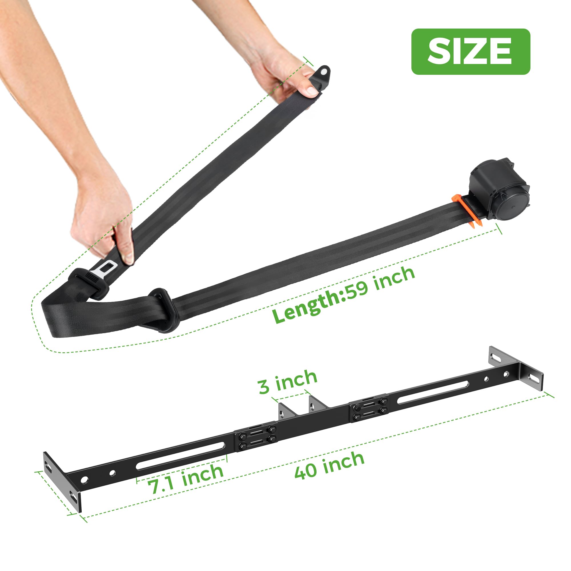 10L0L 4 Passenger (2+2) Golf Cart Seat Belt Kit for EZGO, Yamaha, Club Car, Fits Front Rear Seat, with Bracket