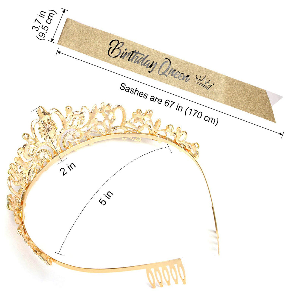 COCIDE Birthday Silver Tiara and Crowns Kit - Silver Tiara, Crown, Sash, Rhinestone Headband, Glitter Sash for Women & Girls Birthday Party Decorations