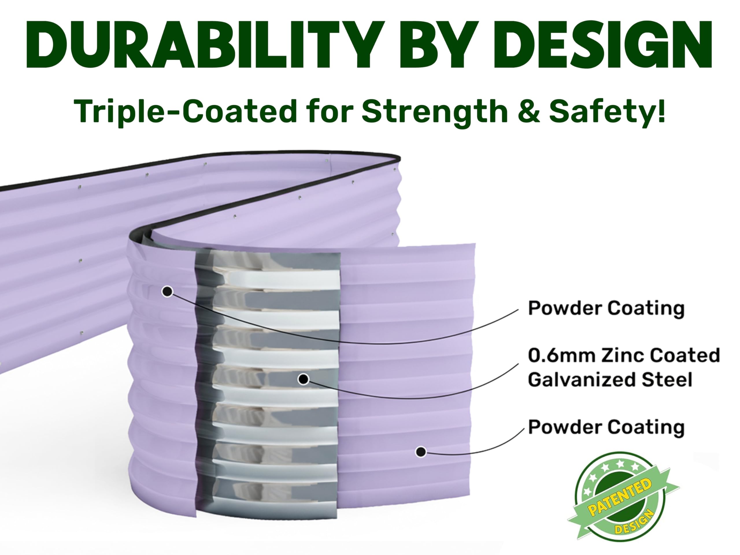9-in-1 Galvanized Steel Raised Garden Bed // 8×2×1.5 ft Modular Planter for Gardening, Vegetables, Flowers // 18" Tall Metal Raised Garden Beds Outdoor (Dark Green) // Patented Design Planter Box