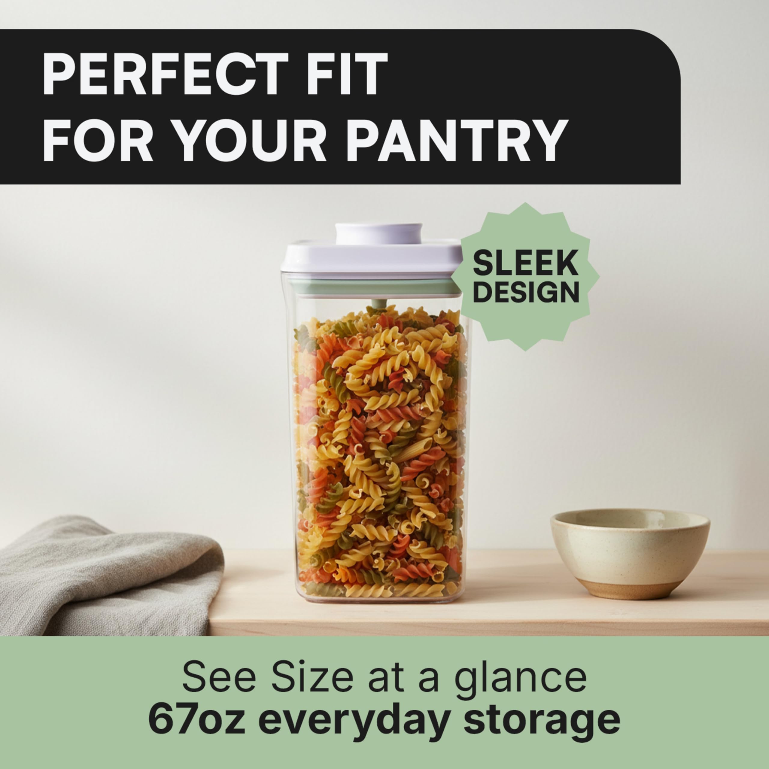 Bop Top Airtight Food Storage Containers with Lid 13.5 Cups / 108 oz | Kitchen Canister Sets | Air Tight Pantry Container | Pop Top Dry Food Storage Containers for Snacks, Sugar, Flour, Baking, Pasta