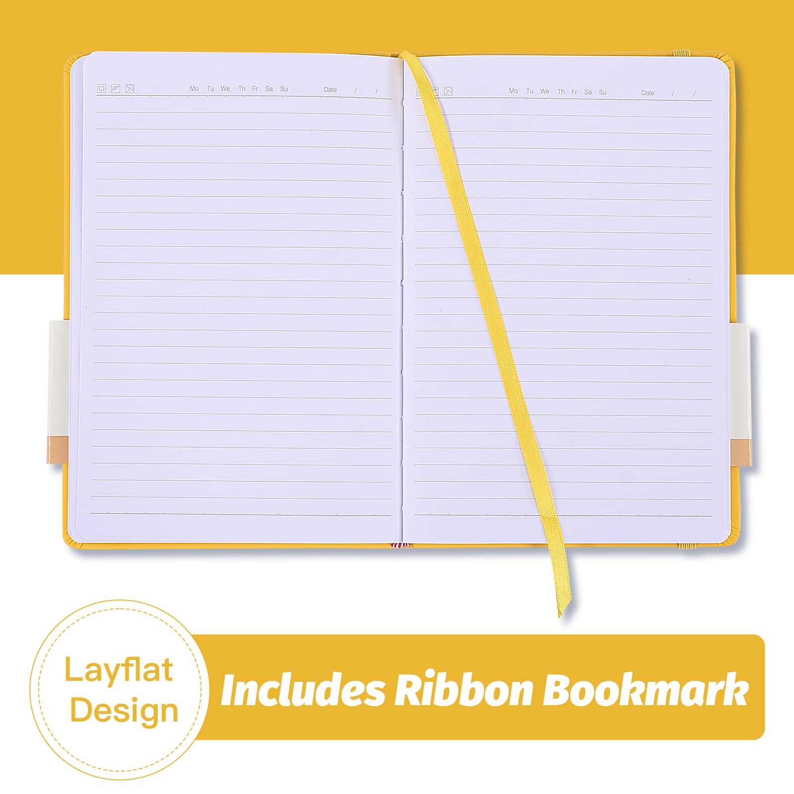 SUIN Hardcover-Journal-Notebooks, A5 Lined Journals Notebook for Writing 200 Pages, 8.2 x 5.5 inch, Classic Ruled Notebooks for Work/Travel/College (Black - 6 Pack)