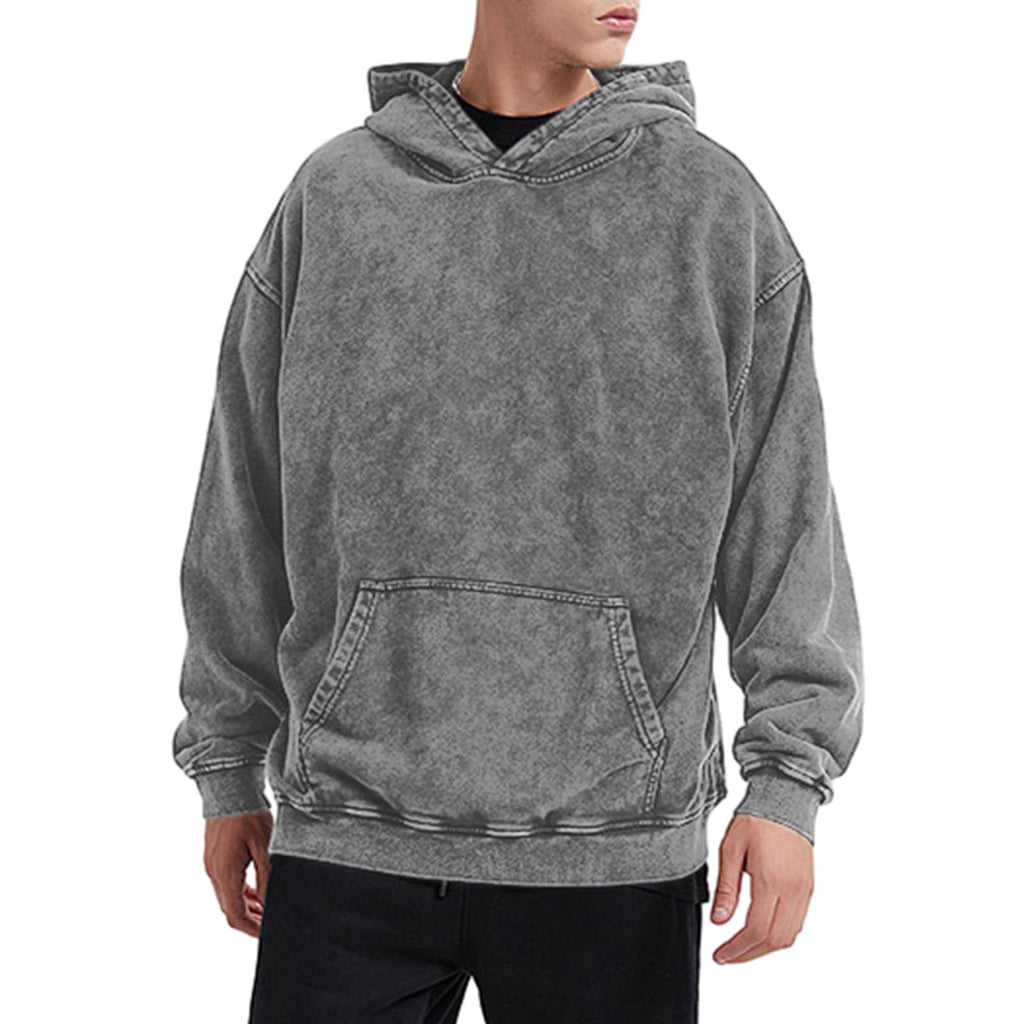 Bobeutou Oversized Hoodie Men Vintage Cotton Casual Hooded Sweatshirt Trendy Baggy Basic Hoodies Retro Pullover Streetwear