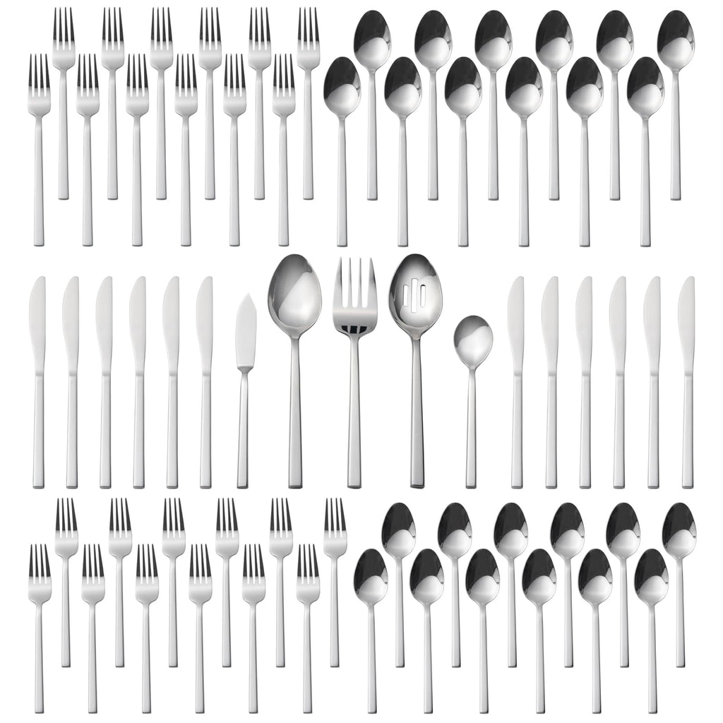 Alata Cube Black 20-Piece Forged Silverware Set Stainless Steel Flatware Set,Service for 4,Matte Satin Polished Cutlery Set,Dishwasher Safe