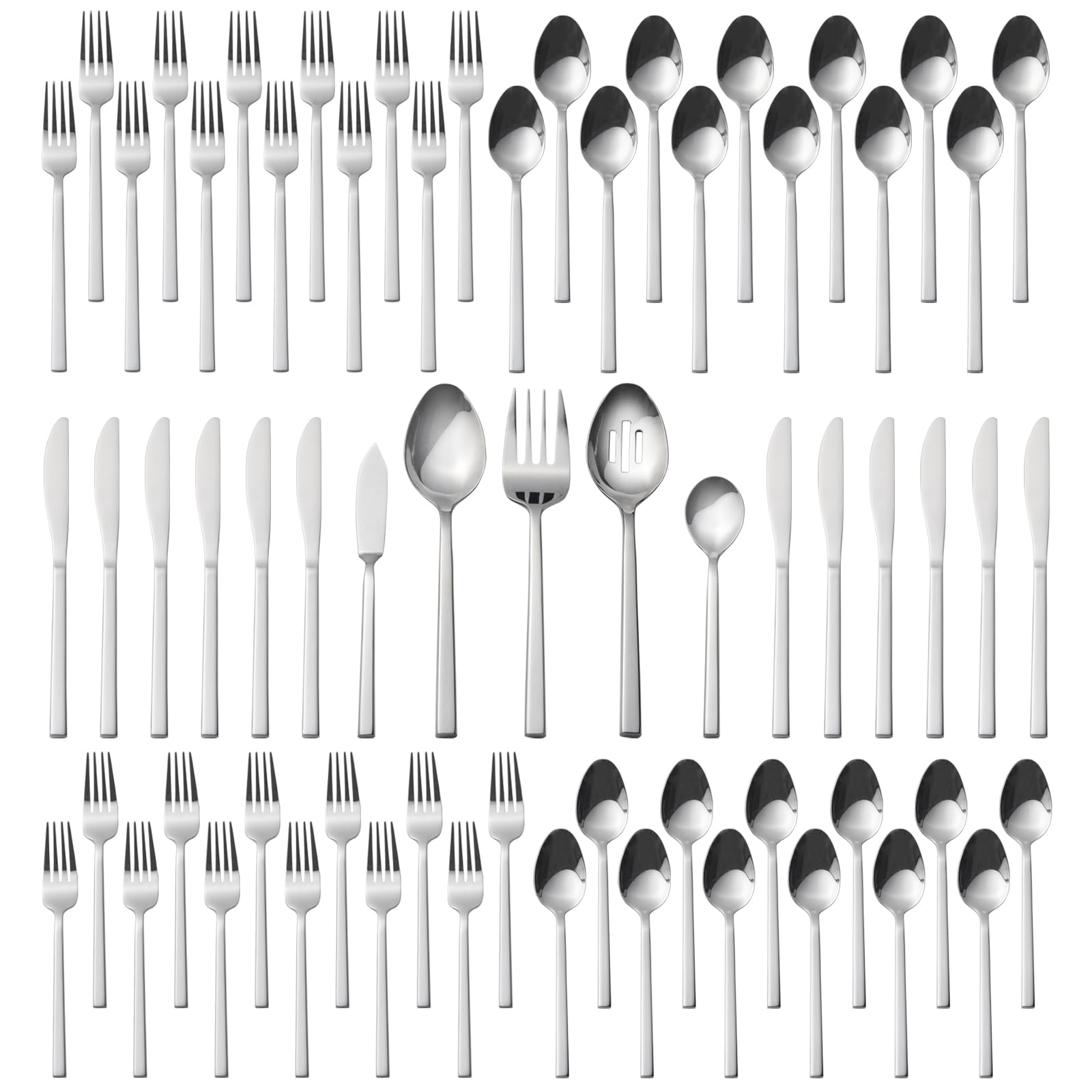 Alata Cube Black 20-Piece Forged Silverware Set Stainless Steel Flatware Set,Service for 4,Matte Satin Polished Cutlery Set,Dishwasher Safe