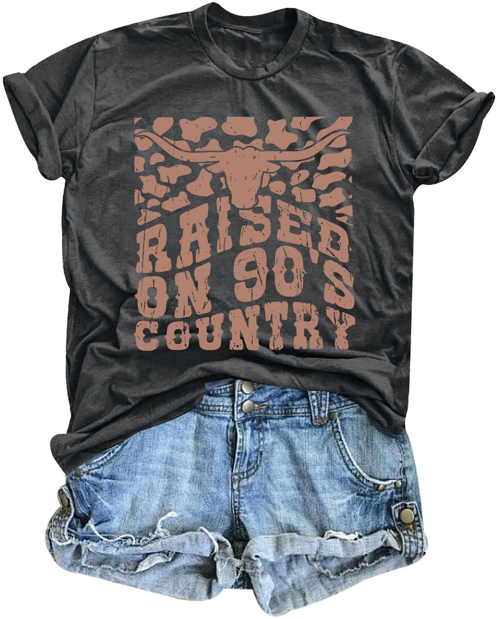 Raised on 90s Country Shirt Womens: Country Concert Outfit Country Music Tshirt Vintage Graphic Short Sleeve Tees
