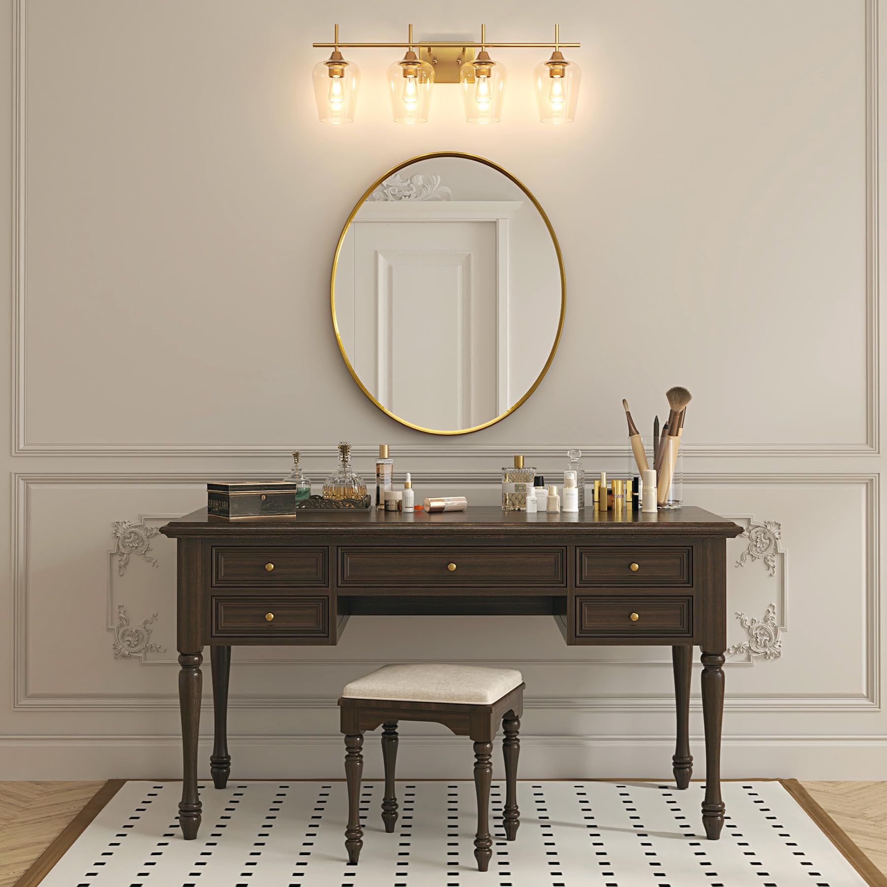 VONLUCE Bathroom Vanity Light, 2 Light Bathroom Light Fixture Over Mirror, Bathroom Wall Lamp with Clear Glass, Modern Brushed Nickel Vanity Lighting fixtures for Bathroom, Bedroom, Hallway