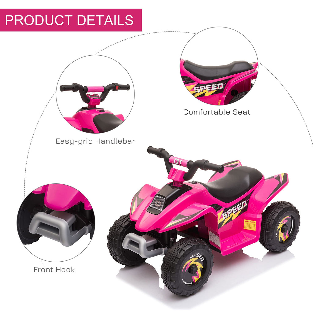 Aosom 6V Kids ATV 4-Wheeler Ride on Car, Electric Motorized Quad Battery Powered Vehicle with Forward/Reverse Switch for 18-36 Months Old Toddlers, Green