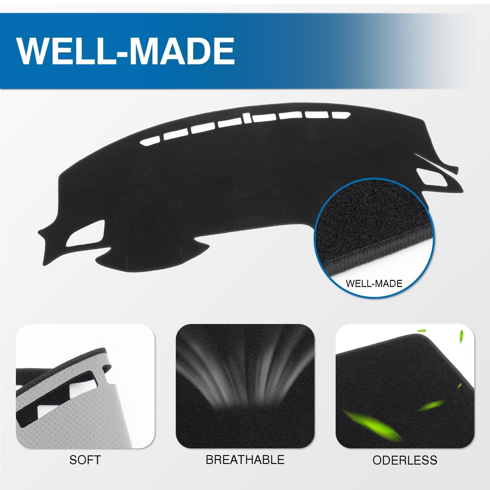 KUST Black Dash Cover for Ford Ranger 1995-2011/Ford Explorer 1995-2001/Mazda B2300 B2500 B3000 B4000 1995-2008/Mercury Mountaineer 1997-2001 Polyester Dashboard Cover Accessories for Ranger