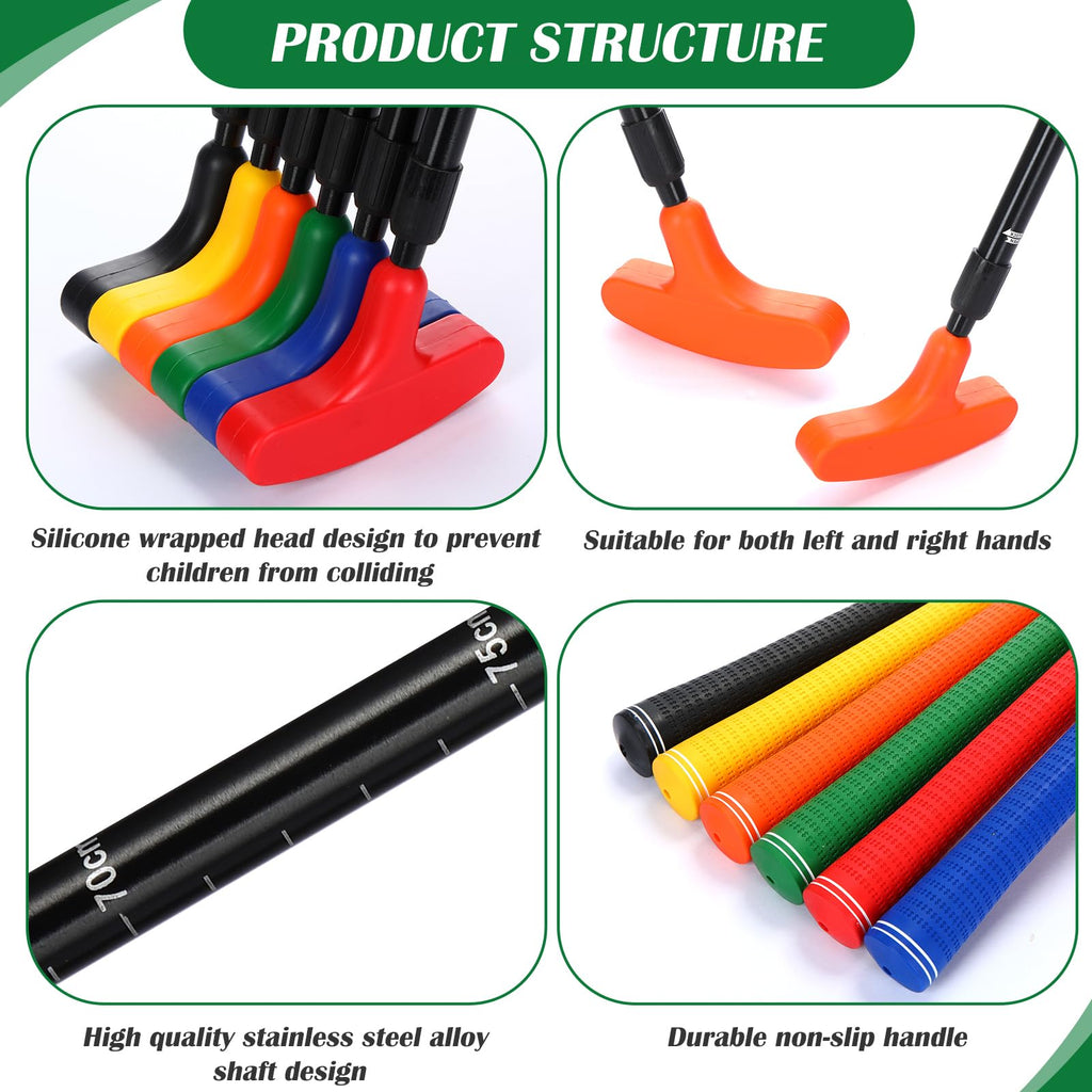 Wettarn 6 Set Golf Putters for Men and Women Two Way Mini Golf Putter with 6 Balls for Right or Left Handed Golfers Adjustable Length